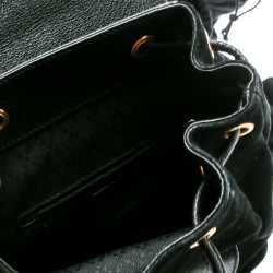 Pre Owned Gucci Black Suede and Leather Mini Bamboo Handle Backpack Bag