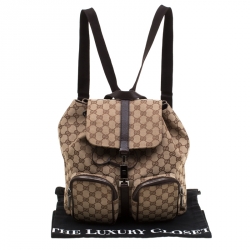 Pre Owned Gucci Beige GG Canvas Jackie Backpack