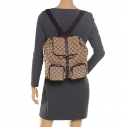 Pre Owned Gucci Beige GG Canvas Jackie Backpack