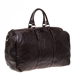 Pre Owned Gucci Brown Guccissima Leather Carry On Duffle Bag