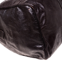 Pre Owned Gucci Brown Guccissima Leather Carry On Duffle Bag