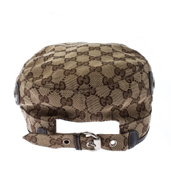 مملوكة مسبقًا Gucci Brown & Beige Monogram Print Canvas Eyelet Detail Guccisima Military Hat XL