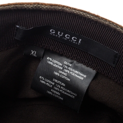 Pre Owned Gucci Khaki Green Monogram Print Canvas Eyelet Detail Guccisima Military Hat XL