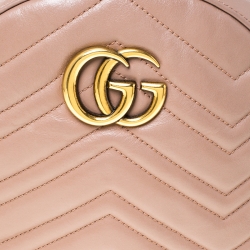 Pre Owned Gucci Beige Matelasse Leather GG Marmont Backpack 