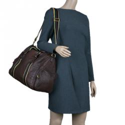 Gucci Brown Leather Duffle Travel Bag