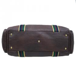 Gucci Brown Leather Duffle Travel Bag