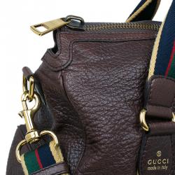 Gucci Brown Leather Duffle Travel Bag