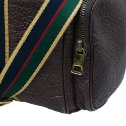 Gucci Brown Leather Duffle Travel Bag