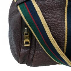 Gucci Brown Leather Duffle Travel Bag