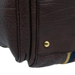 Gucci Brown Leather Duffle Travel Bag