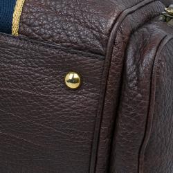 Gucci Brown Leather Duffle Travel Bag