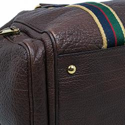 Gucci Brown Leather Duffle Travel Bag