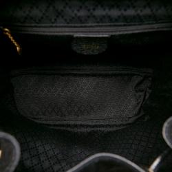 Pre Owned Gucci Black Bamboo Suede Drawstring Backpack