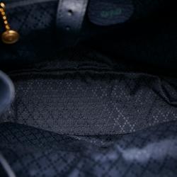 Pre Owned Gucci Blue Bamboo Suede Drawstring Backpack