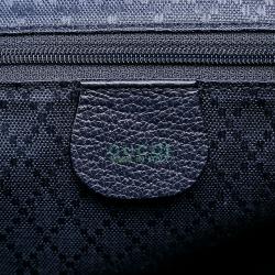 Pre Owned Gucci Blue Bamboo Suede Drawstring Backpack