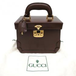 Pre Owned Gucci Brown Leather Vintage Vanity