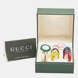 Gucci White Stainless Steel Vintage Interchangeable Bezel 11/12.2L Women's Wristwatch 26 mm