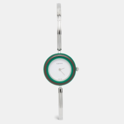 Gucci White Stainless Steel Vintage Interchangeable Bezel 11/12.2L Women's Wristwatch 26 mm