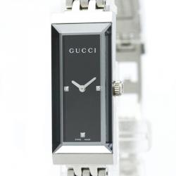Gucci Black Stainless Steel G-Frame Women's Wristwatch 14MM