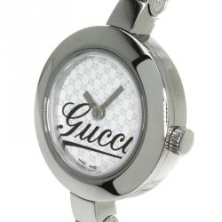 Pre Owned Gucci White Stainless Steel YA105 Women's Wristwatch 25MM