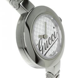 Pre Owned Gucci White Stainless Steel YA105 Women's Wristwatch 25MM