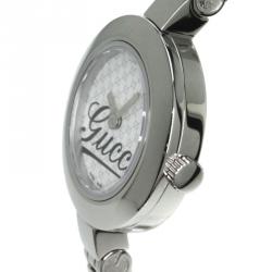 Pre Owned Gucci White Stainless Steel YA105 Women's Wristwatch 25MM