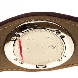Gucci White 104 Bandeau Leather Women's Wristwatch 31 mm