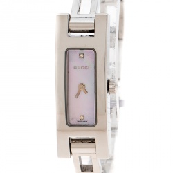 Gucci Pink Mother of Pearl Stainless Steel And Diamond 3900L Women's Wristwatch 12 mm
