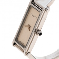 Pre Owned Gucci Silver White Stainless Steel 1500L Women's Wristwatch 12MM