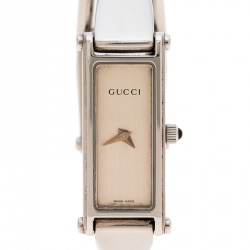 Pre Owned Gucci Silver White Stainless Steel 1500L Women's Wristwatch 12MM