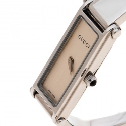 Pre Owned Gucci Silver White Stainless Steel 1500L Women's Wristwatch 12MM