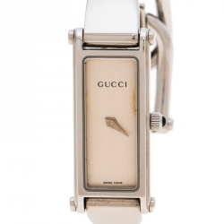 Pre Owned Gucci Silver White Stainless Steel 1500L Women's Wristwatch 12MM