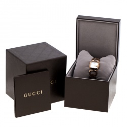 Pre Owned Gucci White Mother of Pearl Rose Gold Plated Steel G Series 125.5 Women's Wristwatch 24 mm
