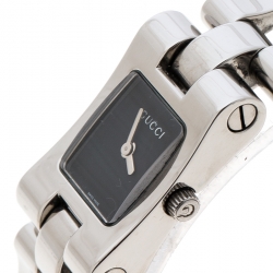 Pre Owned Gucci Black Stainless Steel 6305L Women's Wristwatch 17 mm