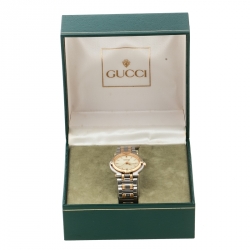 Gucci Cream Two-Tone Stainless Steel 9000L Women's Wristwatch 25 mm