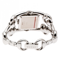 Pre Owned Gucci Mother of Pearl Stainless Steel Diamonds Signoria 116.3 Women's Wristwatch 25 mm