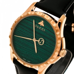 Pre Owned Gucci Green Gold Plated Stainless Steel Le Marché Des Merveilles 126.4 Women's Wristwatch 38 mm