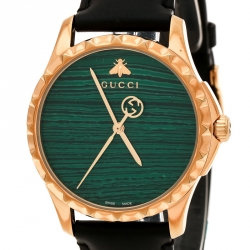 Pre Owned Gucci Green Gold Plated Stainless Steel Le Marché Des Merveilles 126.4 Women's Wristwatch 38 mm