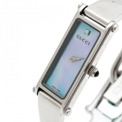 Pre Owned Gucci Blue Mother of Pearl Stainless Steel 1500 L Women's Wristwatch 12MM