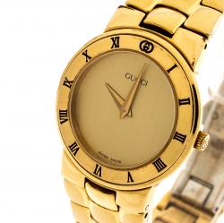 Pre Owned Gucci Golden Gold Plated 3300.2.L Women's Wristwatch 25MM