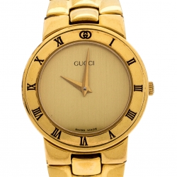 Pre Owned Gucci Golden Gold Plated 3300.2.L Women's Wristwatch 25MM
