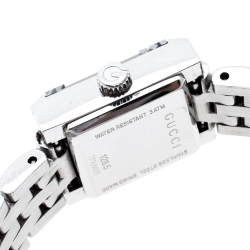 Gucci Black Stainless Steel G-Frame Diamonds 128.5 Women's Wristwatch 14 mm