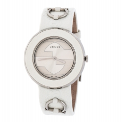 Pre Owned Gucci Silver Stainless Steel U-Play 129.4 Women's Wristwatch 35MM