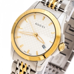 Pre Owned Gucci Silver Two-Tone Stainless Steel G-Timeless 126.5 Women's Wristwatch 27 mm