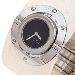 Gucci Black Stainless Steel Guccissima Monogram Twirl YA112520 Women's Wristwatch 23 mm