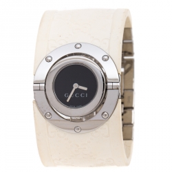 Gucci Black Stainless Steel Guccissima Monogram Twirl YA112520 Women's Wristwatch 23 mm