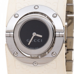 Gucci Black Stainless Steel Guccissima Monogram Twirl YA112520 Women's Wristwatch 23 mm