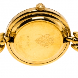 Gucci White Yellow Gold Plated Vintage Interchangeable Bezel 11/12.2 Women's Wristwatch 26 mm