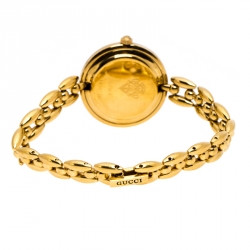 Gucci White Yellow Gold Plated Vintage Interchangeable Bezel 11/12.2 Women's Wristwatch 26 mm