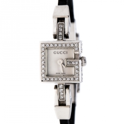 Gucci Silver Stainless Steel Diamonds 102 Women's Wristwatch 14 mm